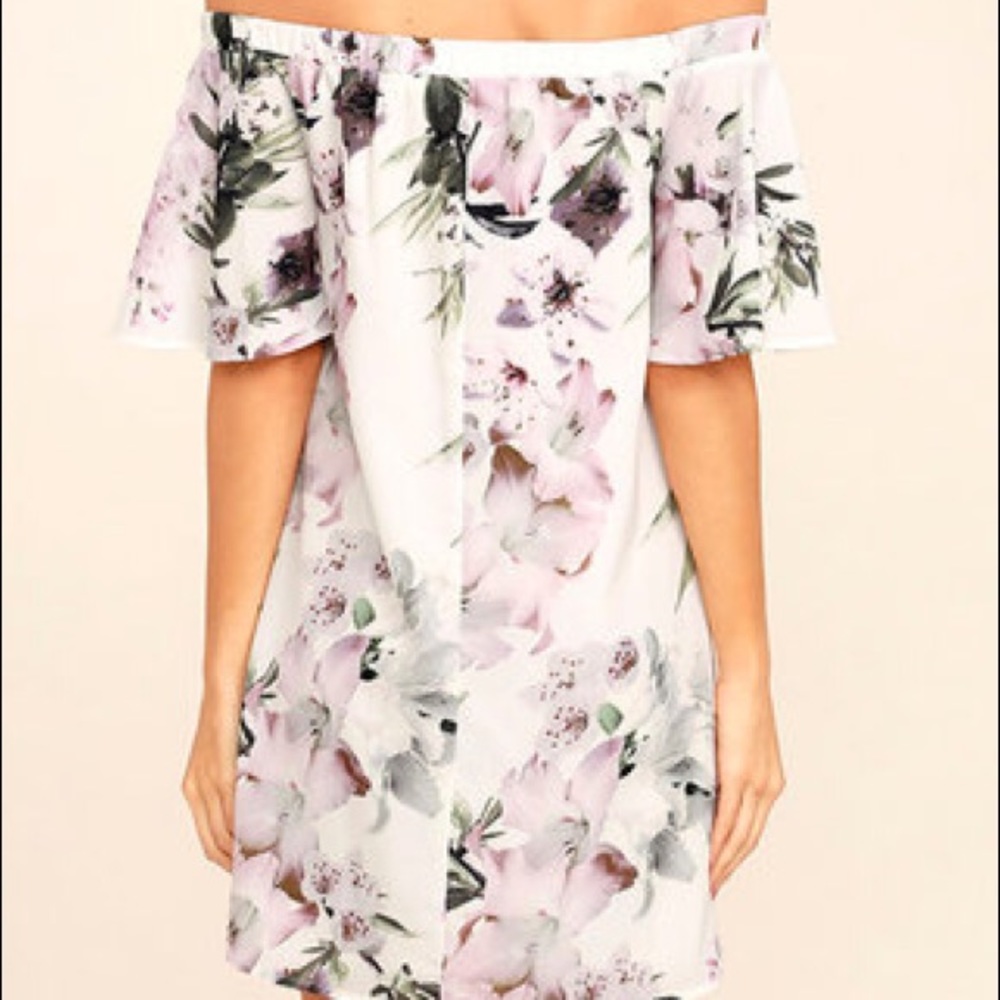 Floral Print Off The Shoulder Shift Mini Dress - Picture 5 of 8
